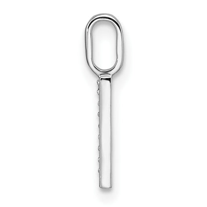 14K White Gold Real Diamond Letter I Initial Pendant