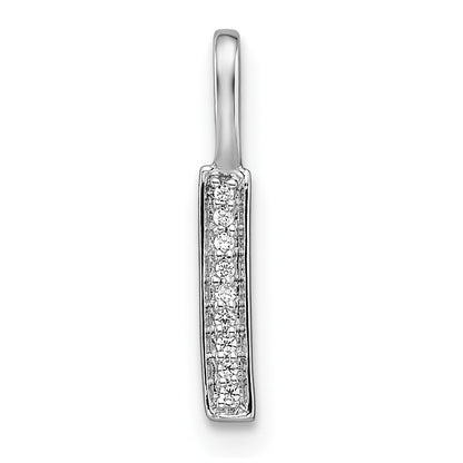 14K White Gold Real Diamond Letter I Initial Pendant