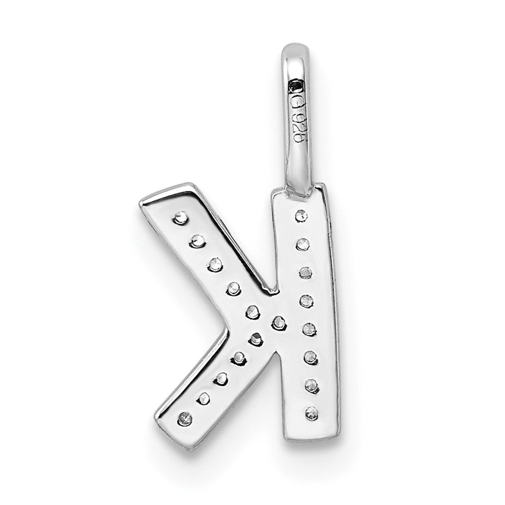 14K White Gold Real Diamond Letter K Initial Pendant