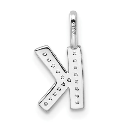 14K White Gold Real Diamond Letter K Initial Pendant