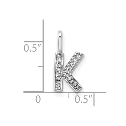 14K White Gold Real Diamond Letter K Initial Pendant