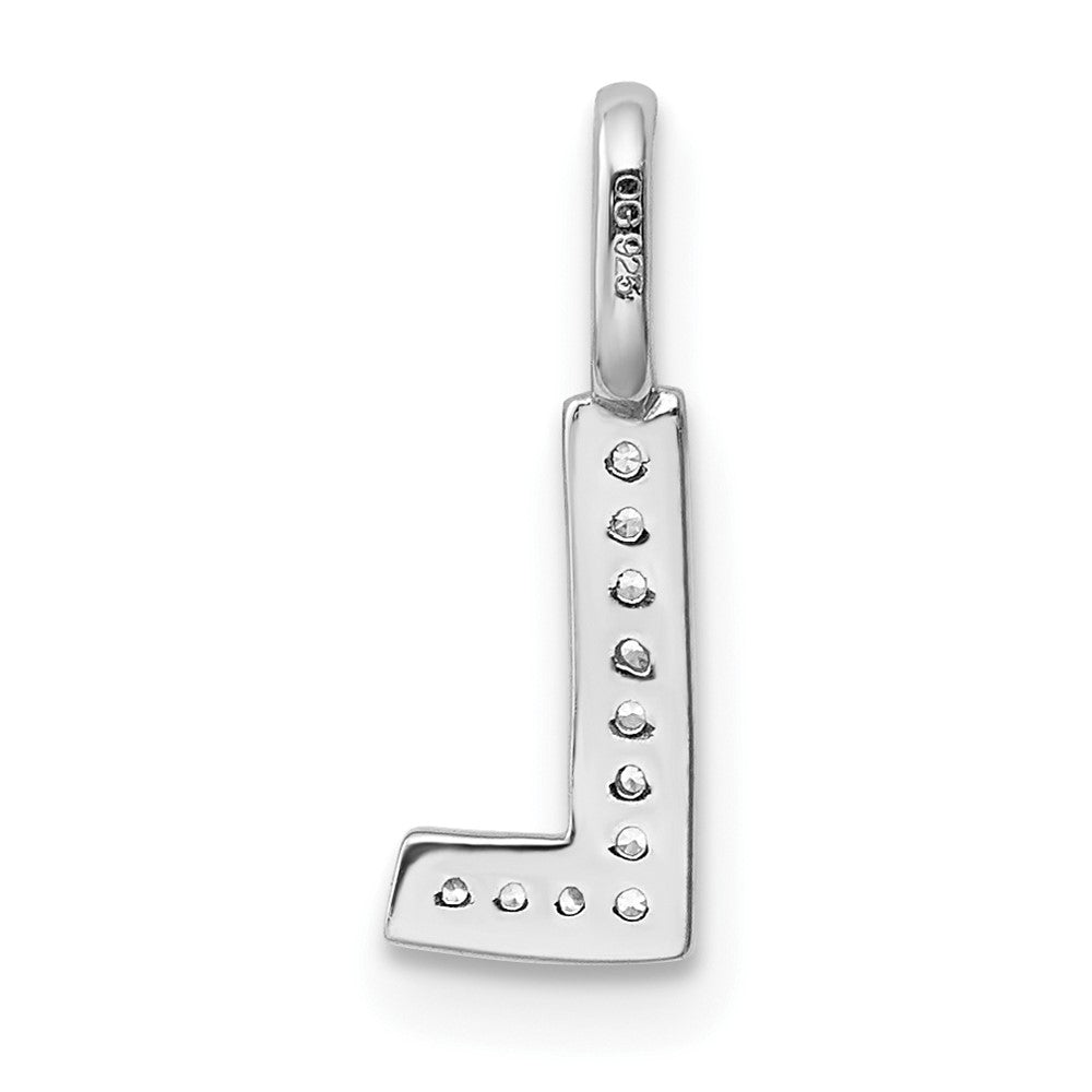 14K White Gold Real Diamond Letter L Initial Pendant