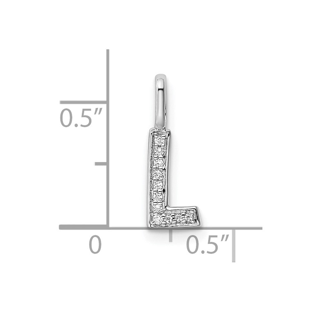14K White Gold Real Diamond Letter L Initial Pendant