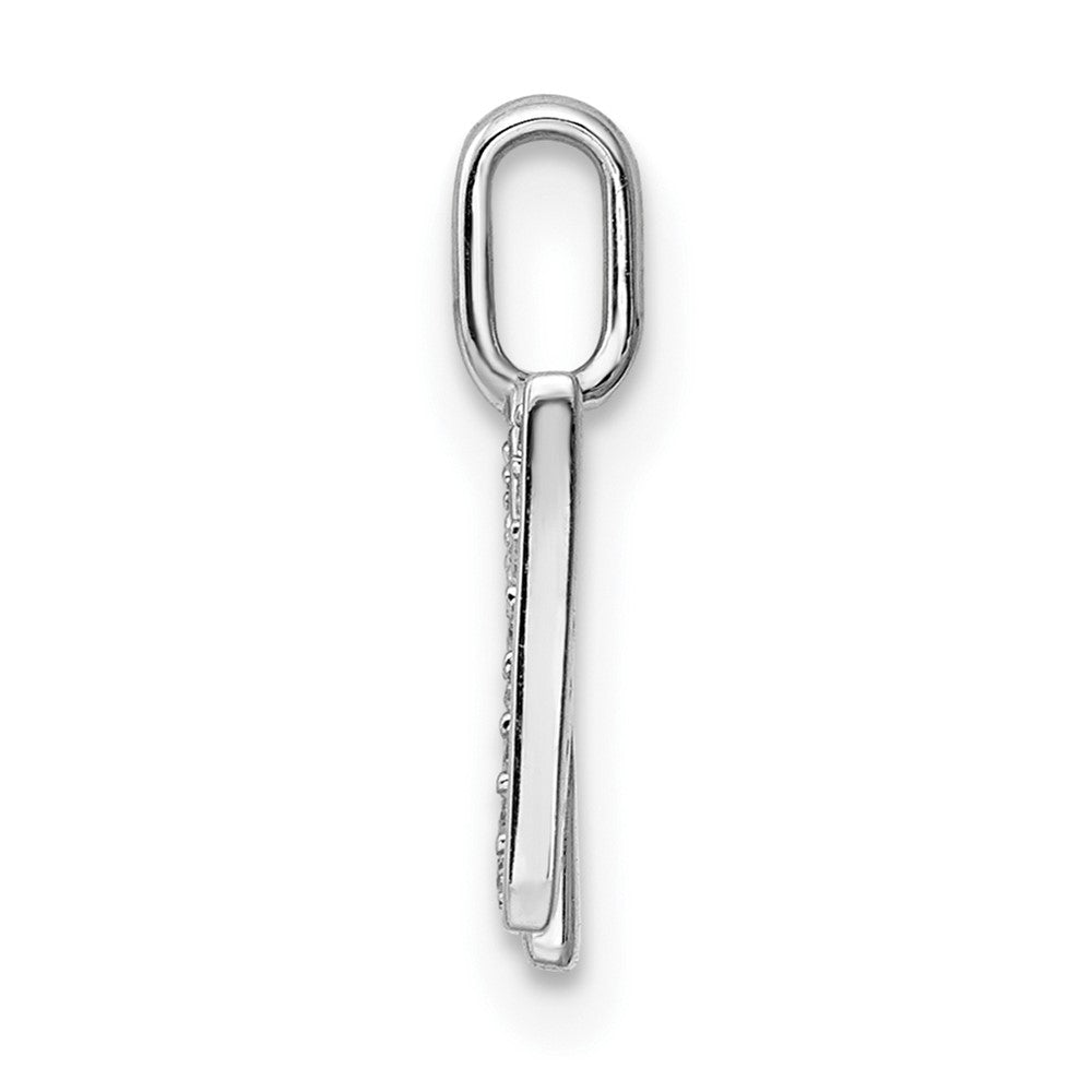 14K White Gold Real Diamond Letter N Initial Pendant