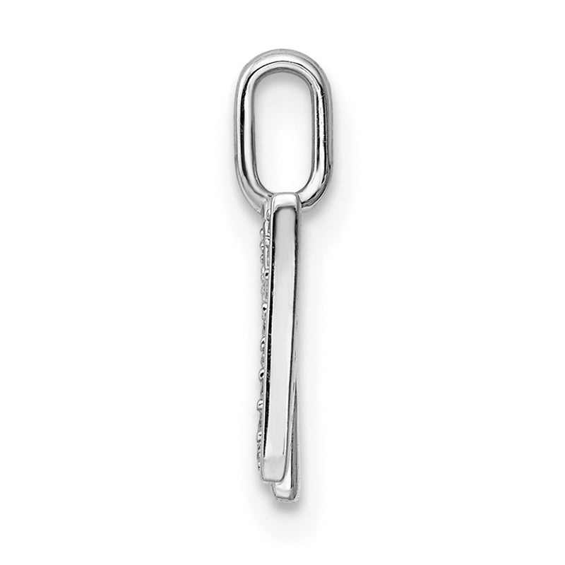 14K White Gold Real Diamond Letter N Initial Pendant