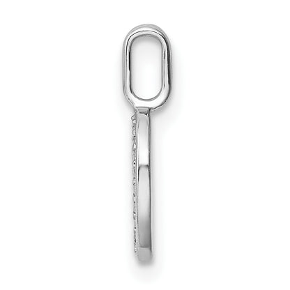 14K White Gold Real Diamond Letter O Initial Pendant