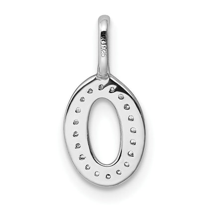 14K White Gold Real Diamond Letter O Initial Pendant