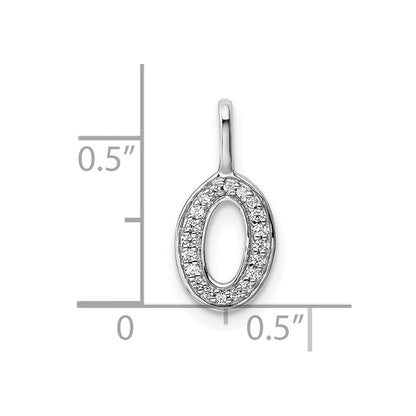 14K White Gold Real Diamond Letter O Initial Pendant