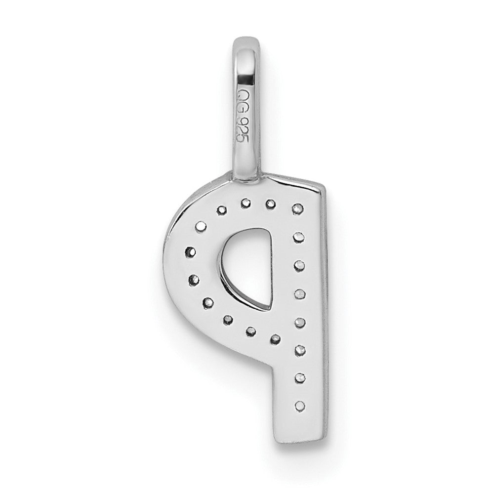 14K White Gold Real Diamond Letter P Initial Pendant