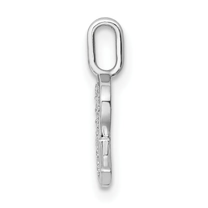 14K White Gold Real Diamond Letter R Initial Pendant