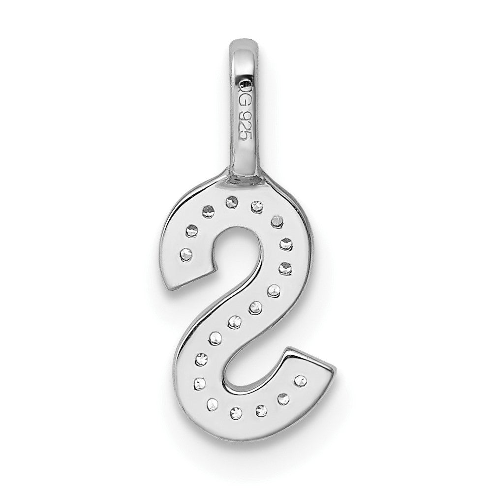 14K White Gold Real Diamond Letter S Initial Pendant