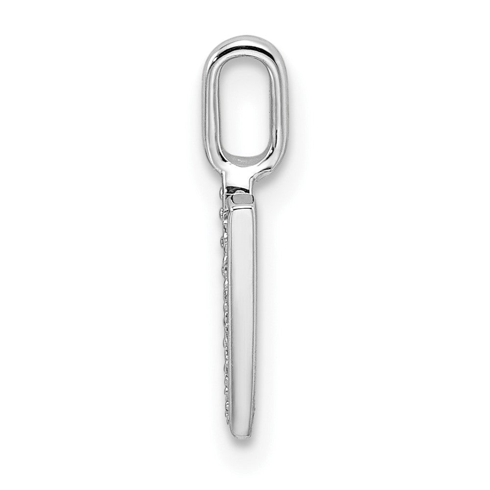 14K White Gold Real Diamond Letter V Initial Pendant