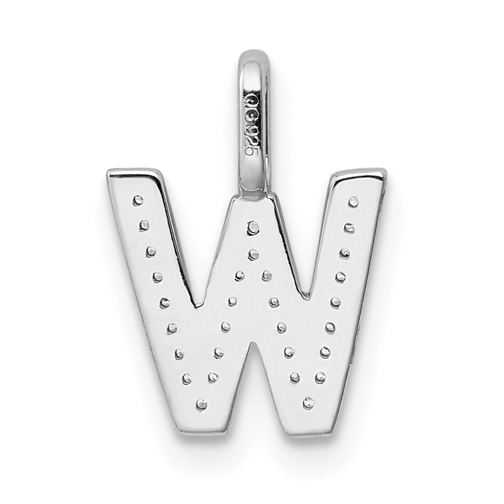 14K White Gold Real Diamond Letter W Initial Pendant
