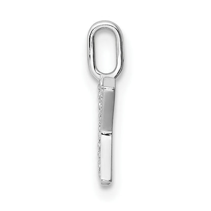 14K White Gold Real Diamond Letter X Initial Pendant