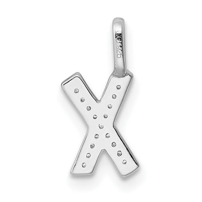 14K White Gold Real Diamond Letter X Initial Pendant