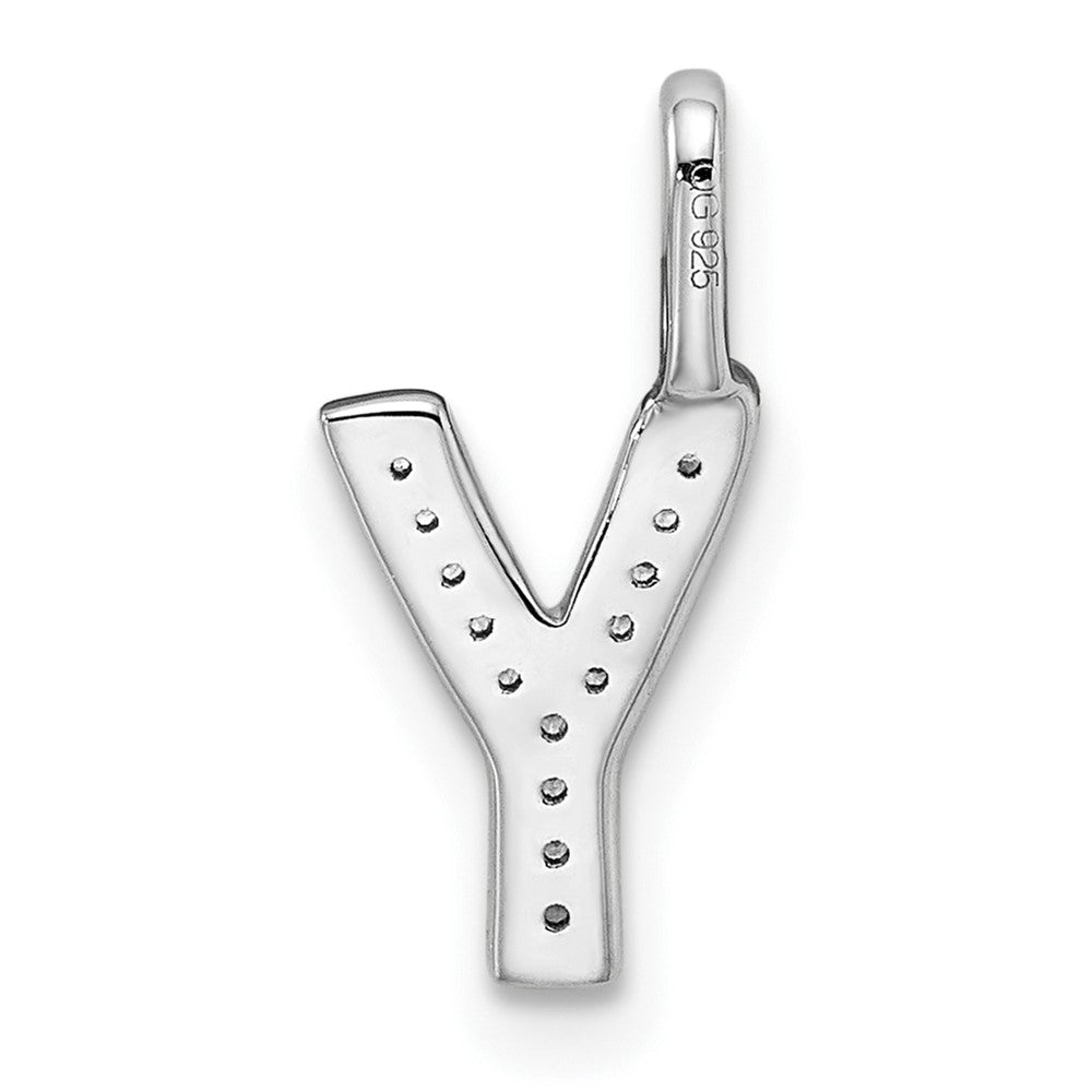 14K White Gold Real Diamond Letter Y Initial Pendant