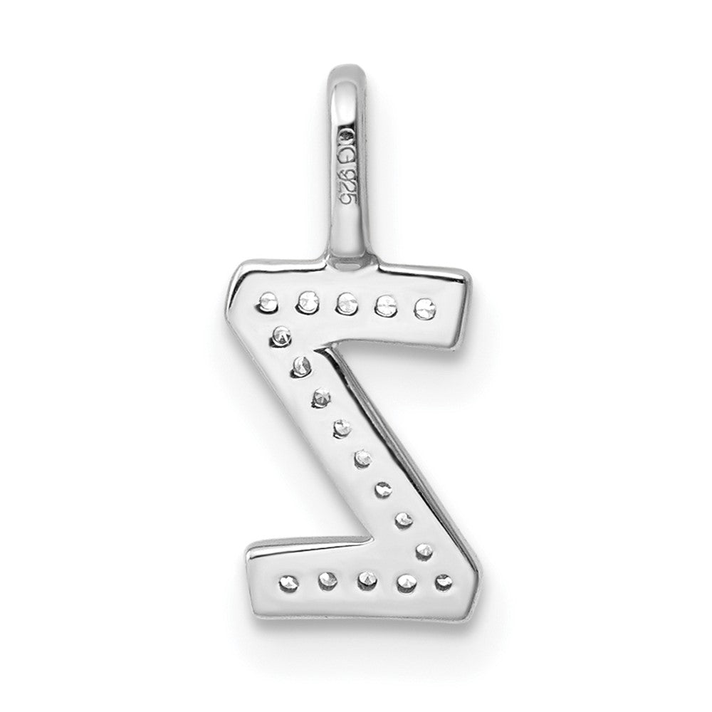 14K White Gold Real Diamond Letter Z Initial Pendant