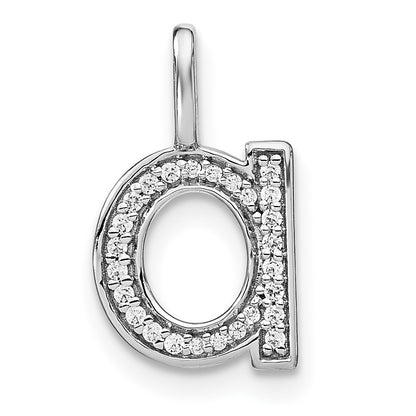 14K White Gold Real Diamond Lower Case Letter A Initial Pendant