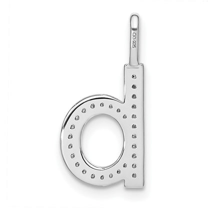14K White Gold Real Diamond Lower Case Letter B Initial Pendant