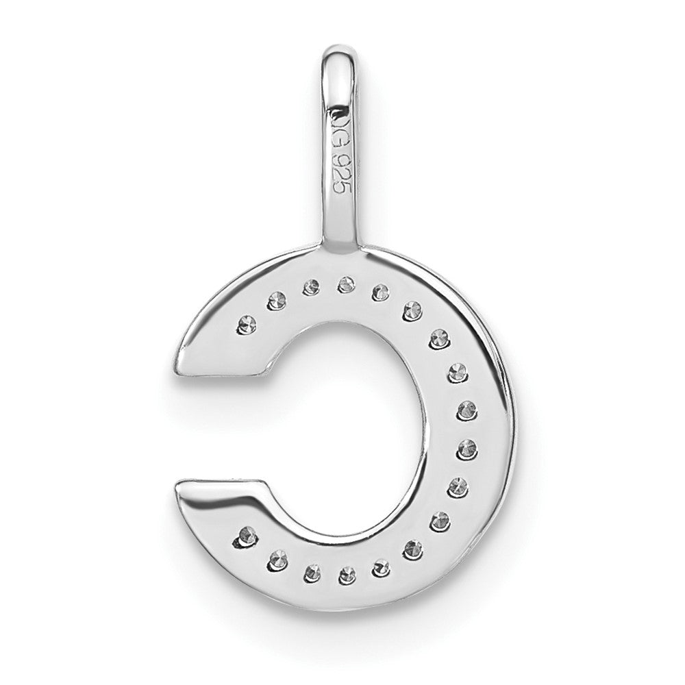 14K White Gold Real Diamond Lower Case Letter C Initial Pendant