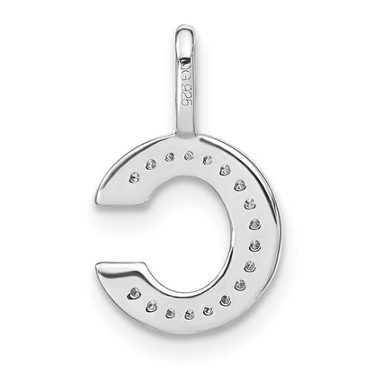 14K White Gold Real Diamond Lower Case Letter C Initial Pendant