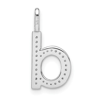 14K White Gold Real Diamond Lower Case Letter D Initial Pendant