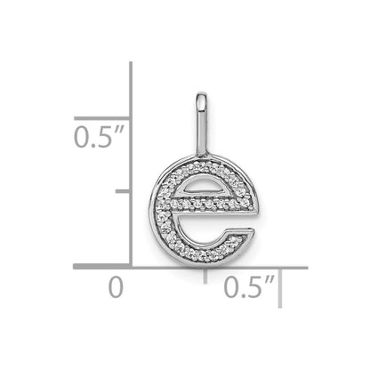 14K White Gold Real Diamond Lower Case Letter E Initial Pendant