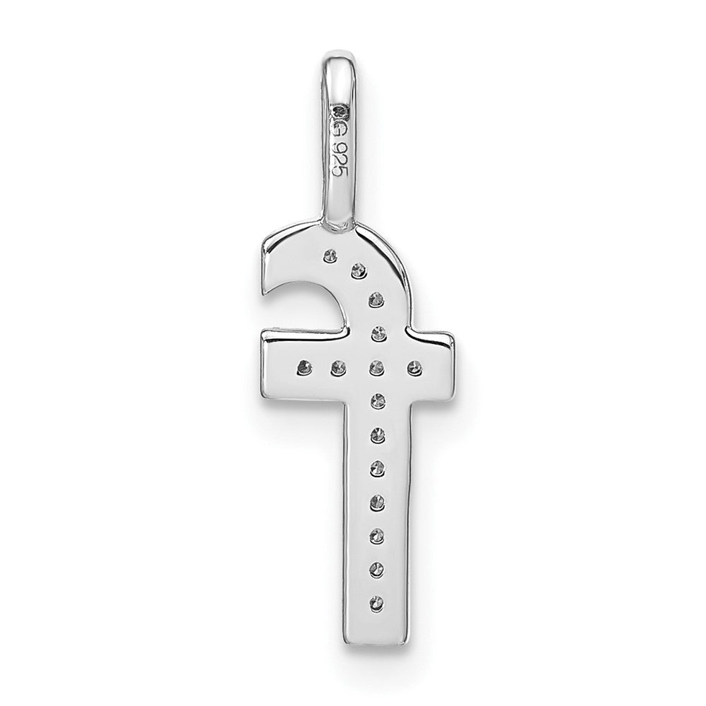 14K White Gold Real Diamond Lower Case Letter F Initial Pendant