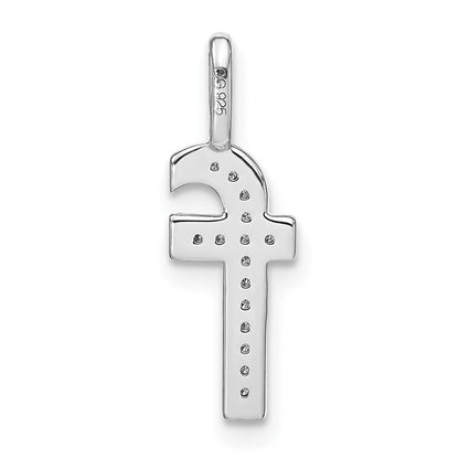 14K White Gold Real Diamond Lower Case Letter F Initial Pendant