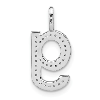 14K White Gold Real Diamond Lower Case Letter G Initial Pendant