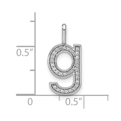 14K White Gold Real Diamond Lower Case Letter G Initial Pendant