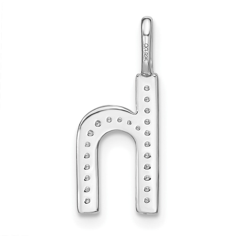 14K White Gold Real Diamond Lower Case Letter H Initial Pendant