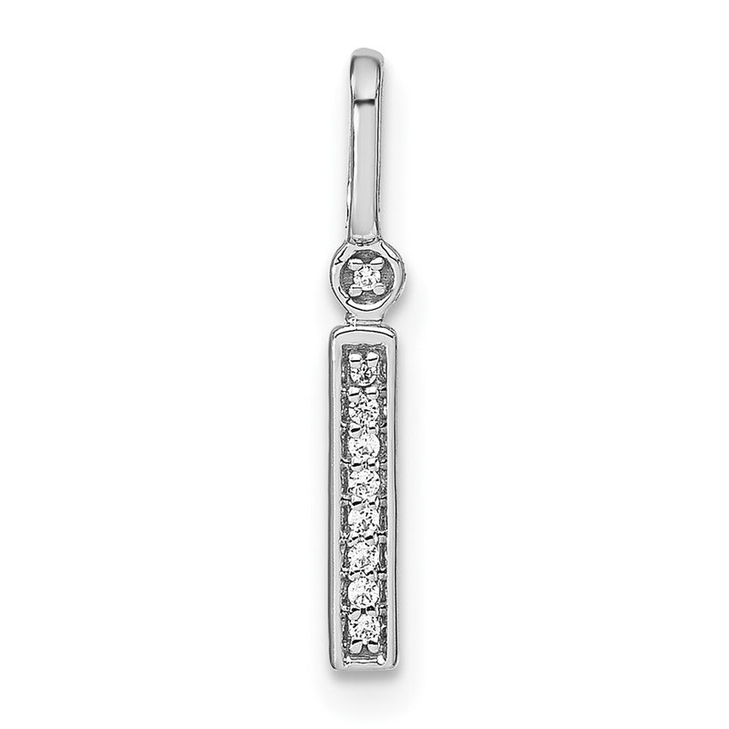 14K White Gold Real Diamond Lower Case Letter I Initial Pendant