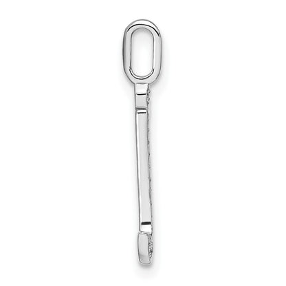 14K White Gold Real Diamond Lower Case Letter J Initial Pendant