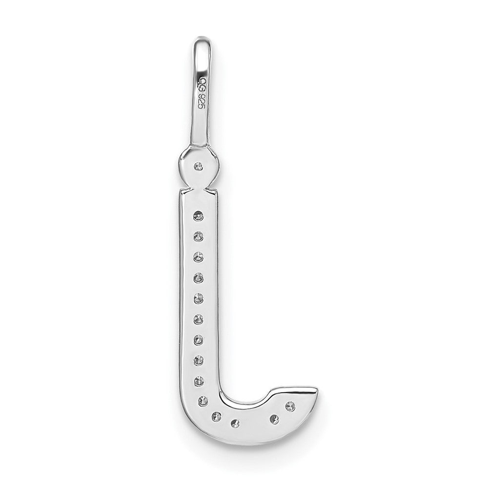 14K White Gold Real Diamond Lower Case Letter J Initial Pendant