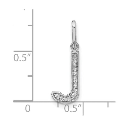 14K White Gold Real Diamond Lower Case Letter J Initial Pendant