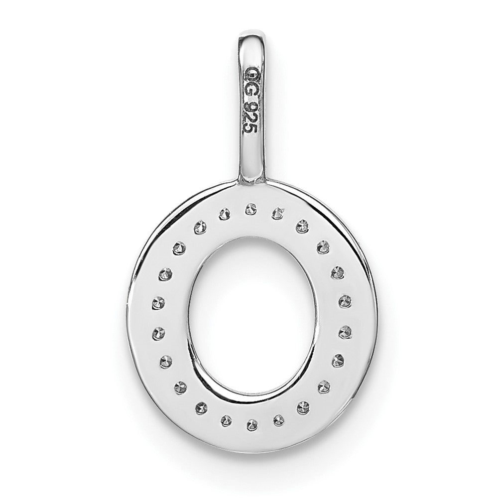 14K White Gold Real Diamond Lower Case Letter O Initial Pendant