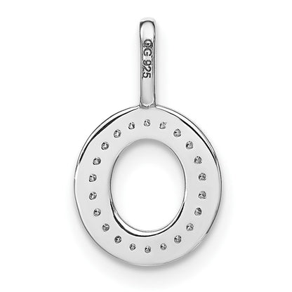 14K White Gold Real Diamond Lower Case Letter O Initial Pendant