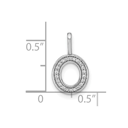14K White Gold Real Diamond Lower Case Letter O Initial Pendant