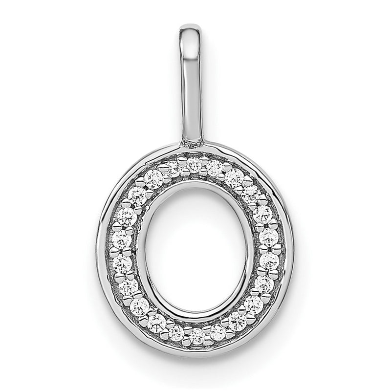 14K White Gold Real Diamond Lower Case Letter O Initial Pendant