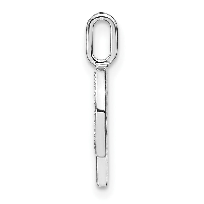 14K White Gold Real Diamond Lower Case Letter P Initial Pendant