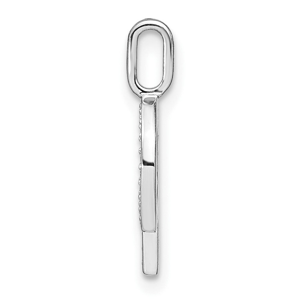 14K White Gold Real Diamond Lower Case Letter Q Initial Pendant