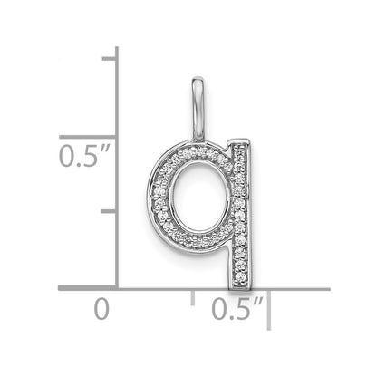 14K White Gold Real Diamond Lower Case Letter Q Initial Pendant
