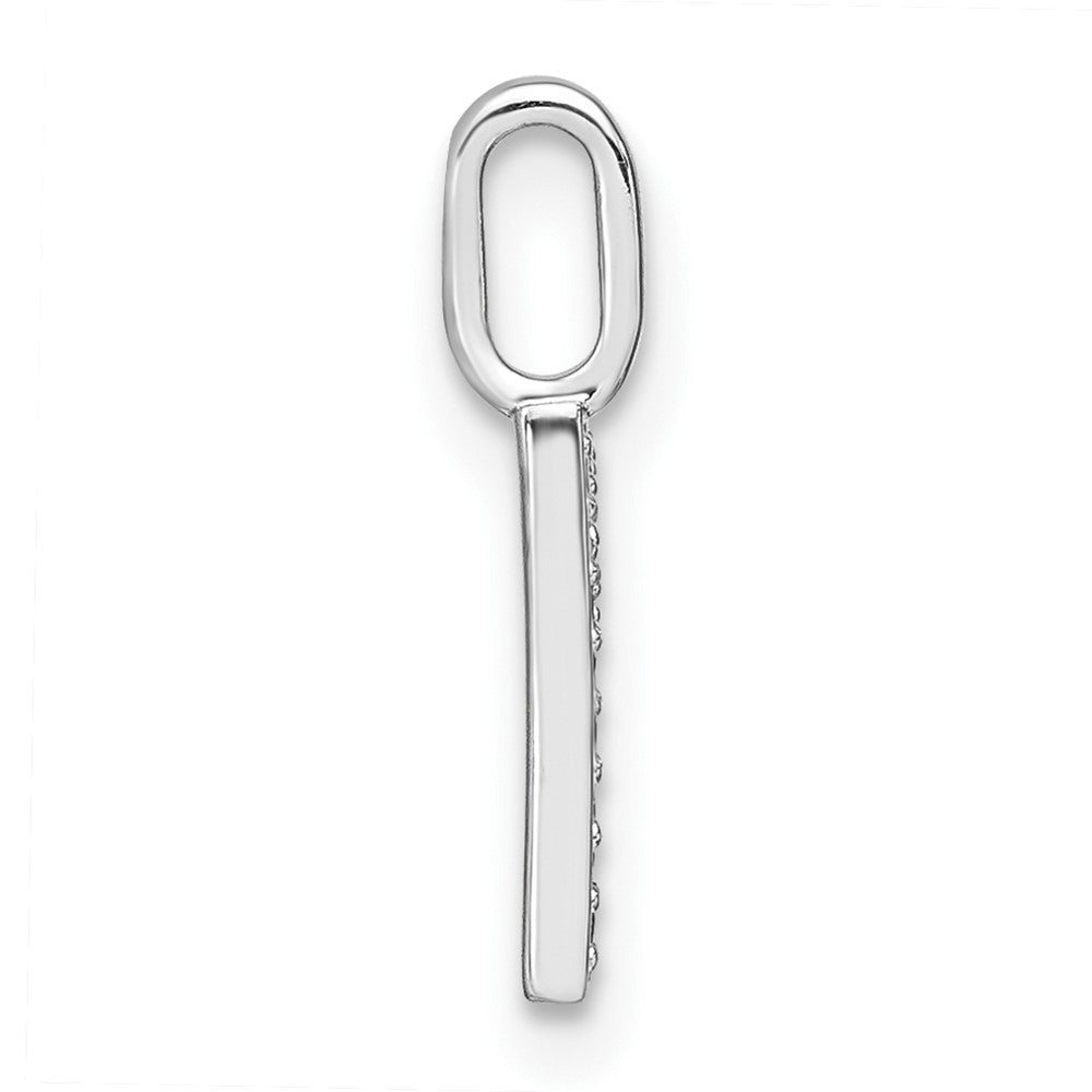 14K White Gold Real Diamond Lower Case Letter R Initial Pendant