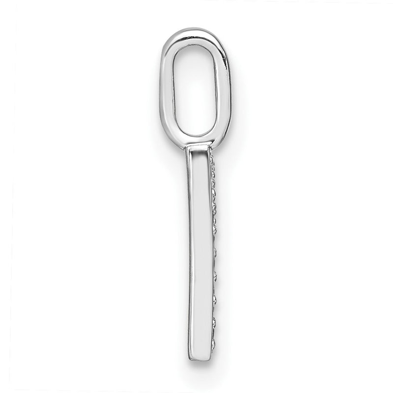 14K White Gold Real Diamond Lower Case Letter R Initial Pendant