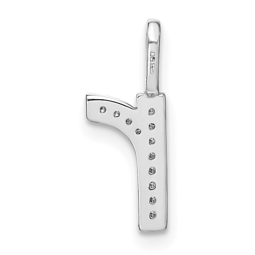 14K White Gold Real Diamond Lower Case Letter R Initial Pendant
