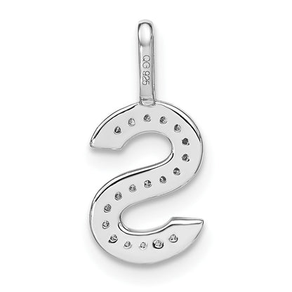 14K White Gold Real Diamond Lower Case Letter S Initial Pendant