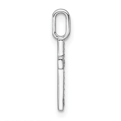 14K White Gold Real Diamond Lower Case Letter T Initial Pendant