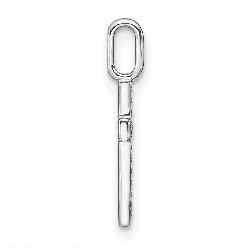 14K White Gold Real Diamond Lower Case Letter T Initial Pendant