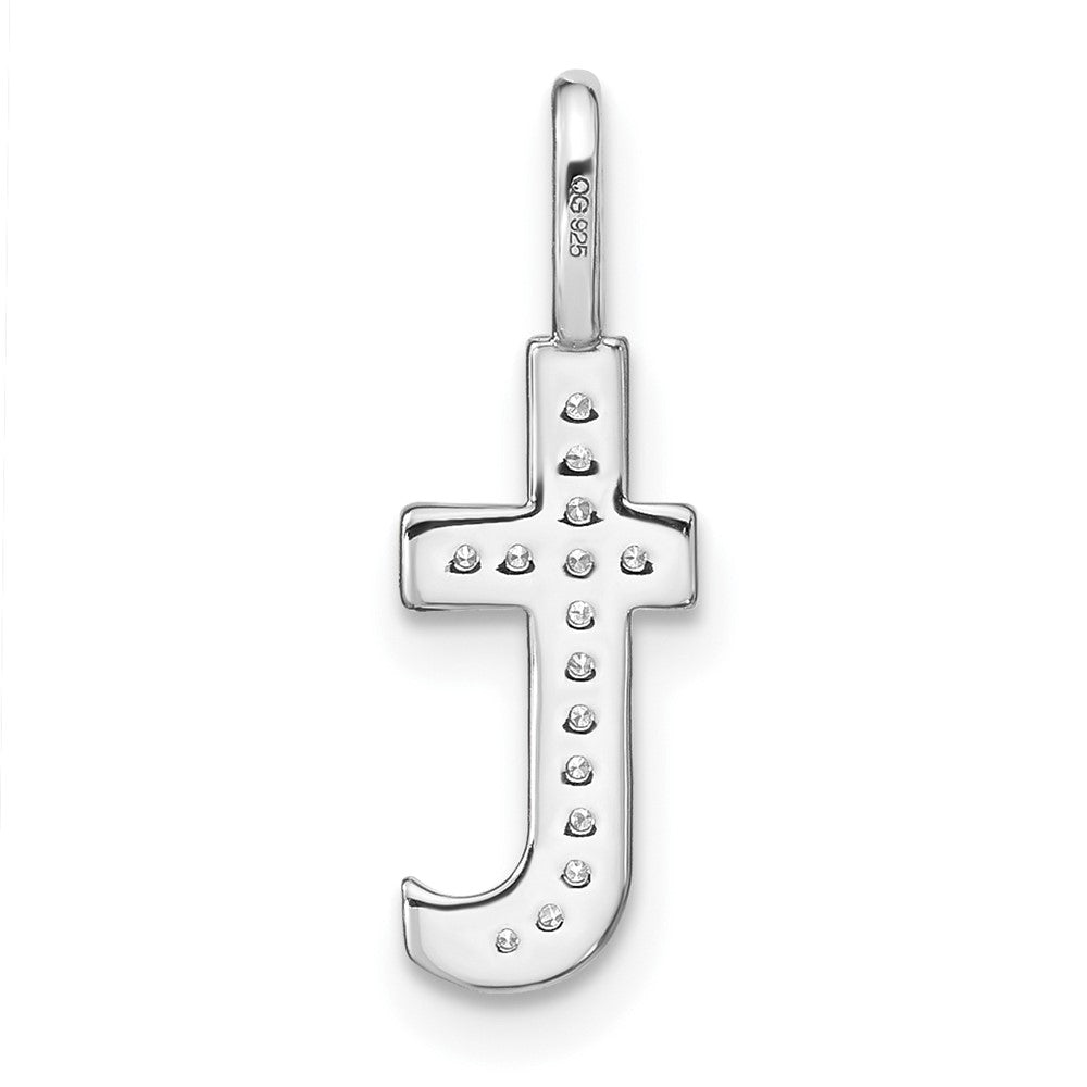 14K White Gold Real Diamond Lower Case Letter T Initial Pendant